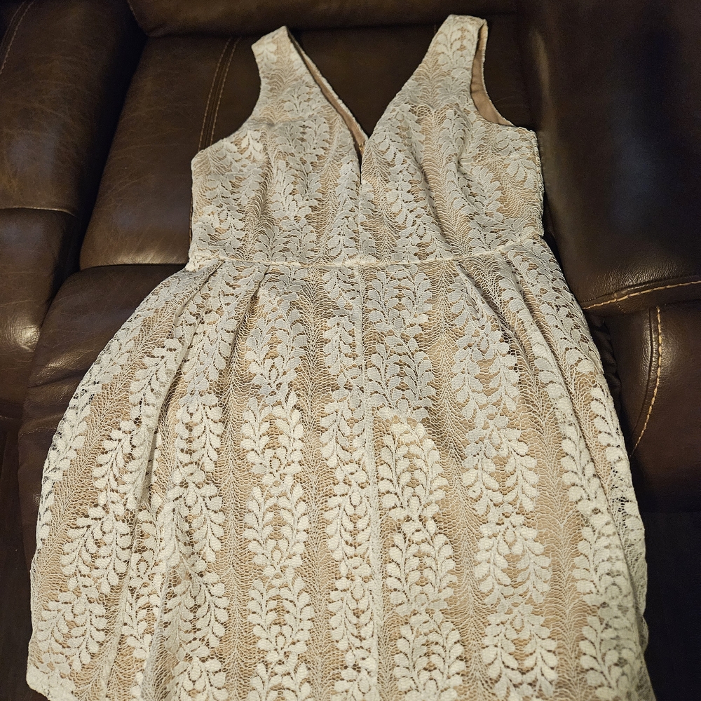 Lulu's Cream Lace Midi Dress